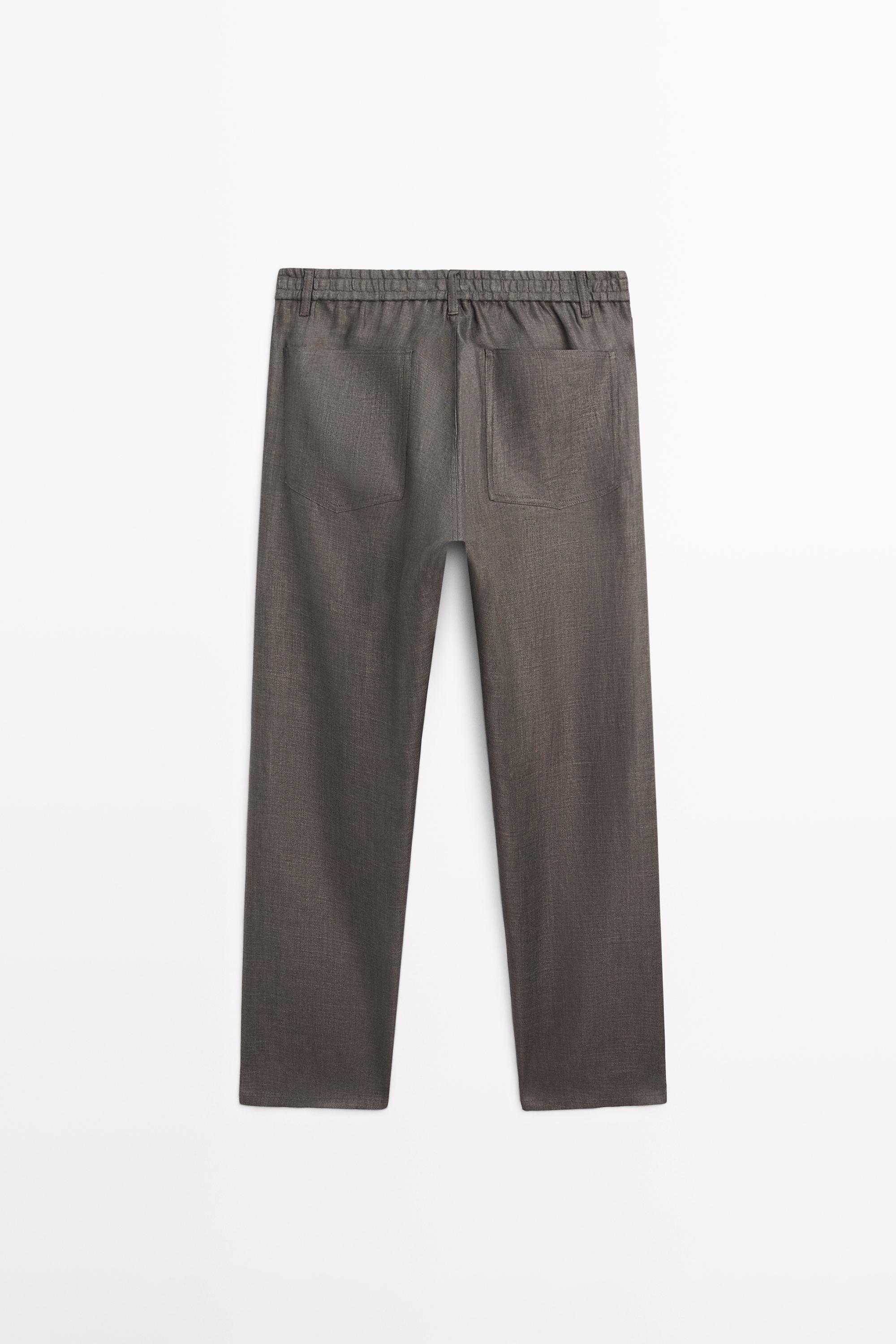 Pantalon jambe large lin